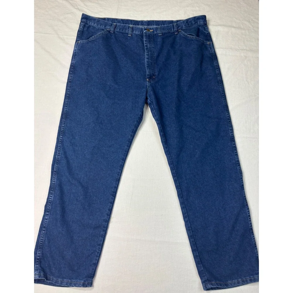 Wrangler Authentic Jeans Mens 46x30 Regular Fit Blue Denim Straight Leg 85900DW
